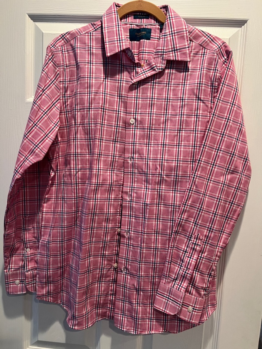Fairlane Pink Plaid Long-Sleeve Dress Shirt